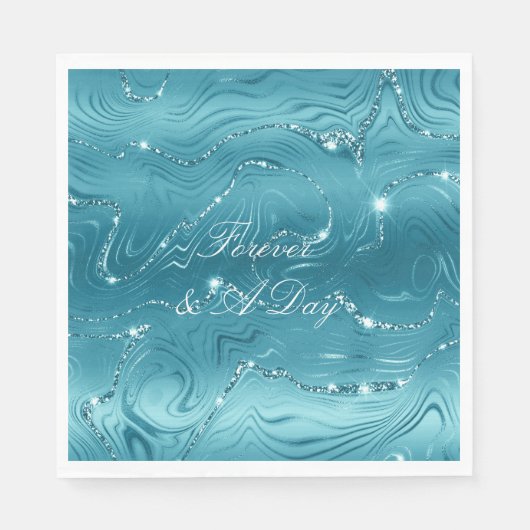 Glitzy Aqua Blue Wedding Serviette (Vorderseite)