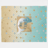 Glitzy Aqua Mermaid Blue Gold Sparkone Glitzer Fleecedecke (Vorderseite (Horizontal))