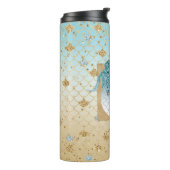 Glitzy Aqua Mermaid Blue Gold Sparkone Glitzer Thermosbecher (Nach links gedreht)