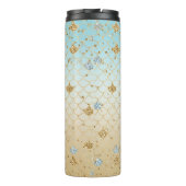 Glitzy Aqua Mermaid Blue Gold Sparkone Glitzer Thermosbecher (Rückseite)