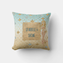 Glitzy Aqua Mermaid Blush Gold Glitzer Kissen