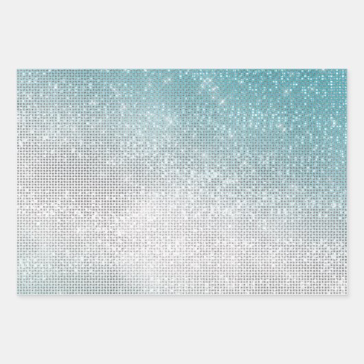 Glitzy Aqua Ombre Sparkle Geschenkpapier Set (Vorderseite)