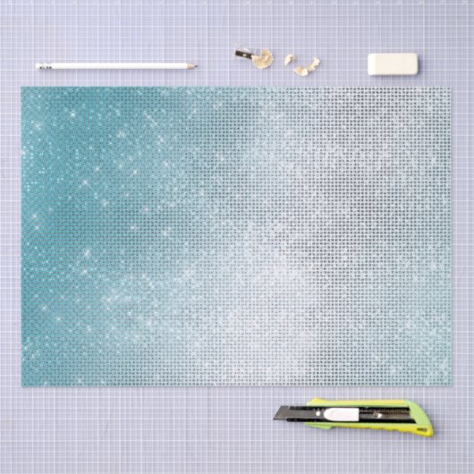 Glitzy Aqua Ombre Sparkle Seidenpapier (Handwerk)