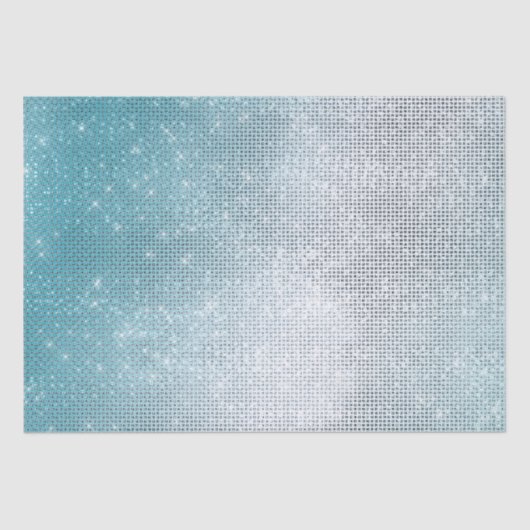 Glitzy Aqua Ombre Sparkle Seidenpapier (Vorderseite)