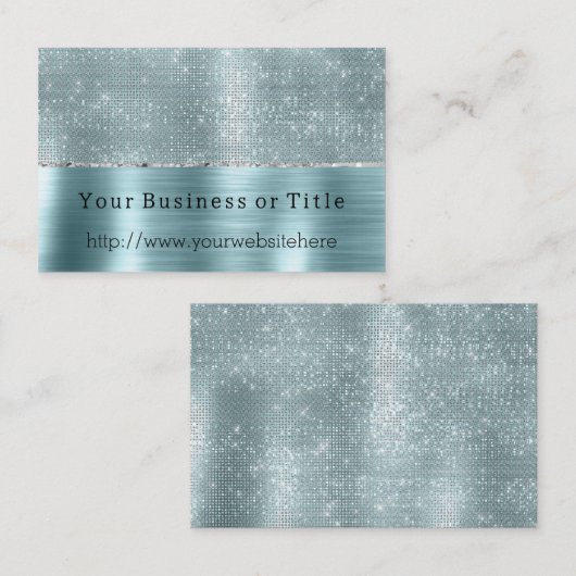 Glitzy Aqua Silver Sparkle Visitenkarte (Vorne/Hinten)