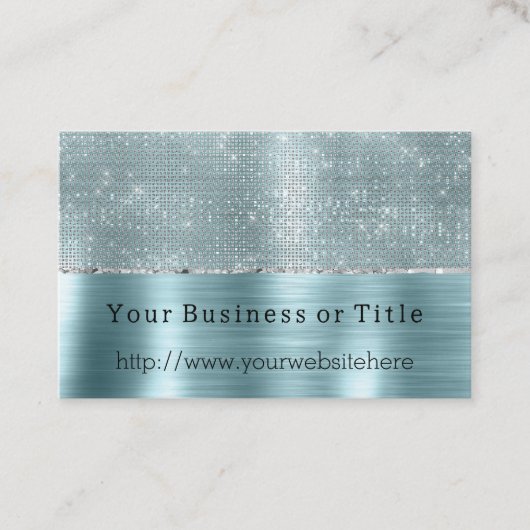 Glitzy Aqua Silver Sparkle Visitenkarte (Vorderseite)
