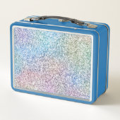 Glitzy Aqua Sparkle Unicorn Metall Brotdose (Rückseite)