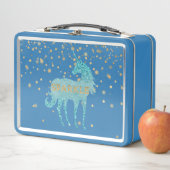 Glitzy Aqua Sparkle Unicorn Metall Brotdose (Beispiel)