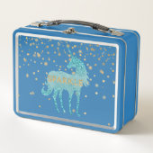 Glitzy Aqua Sparkle Unicorn Metall Brotdose (Vorderseite)
