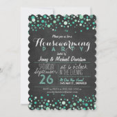 Glitzy Aquamarin Green Chalkboard Housewarming Par Einladung (Vorderseite)