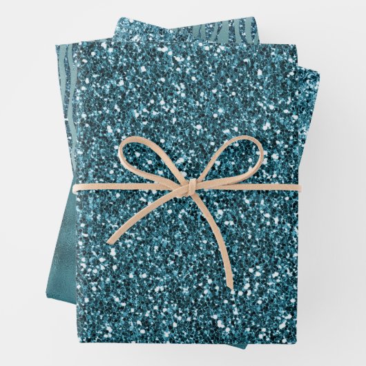 Glitzy Aquamarin Green Glitzer Sparkle Geschenkpapier Set (Beispiel)