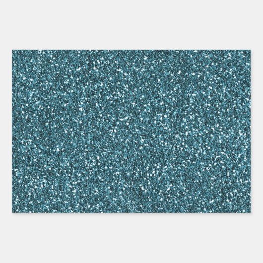 Glitzy Aquamarin Green Glitzer Sparkle Geschenkpapier Set (Vorderseite)