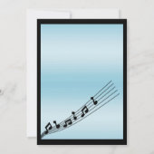 Glitzy Aquamarin Musiknotens Geburtstag Einladung (Rückseite)