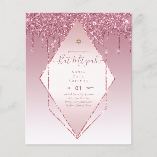 Glitzy BAT MITZVAH lädt Glitzer Glitzern ein, mode Flyer (Vorne)