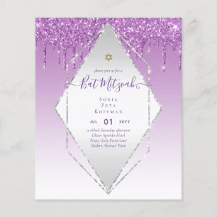 Glitzy BAT MITZVAH lädt Glitzer Glitzern ein, mode Flyer