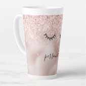 Glitzy Black Eyelashes Blush Pink Glitzer Milchtasse (Linke Ecke)
