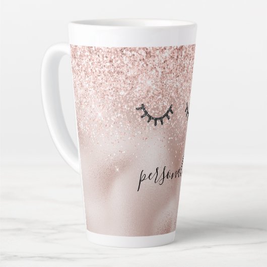 Glitzy Black Eyelashes Blush Pink Glitzer    Milchtasse (Linke Ecke)