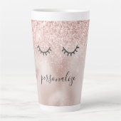Glitzy Black Eyelashes Blush Pink Glitzer Milchtasse (Vorderseite)