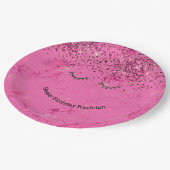 Glitzy Black Eyelashes Rosa Glitzer Geburtstag Pappteller (Schrägansicht)