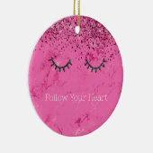 Glitzy Black Eyelashes Rosa Marmor Glitzer Keramik Ornament (Rechts)