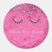 Glitzy Black Eyelashes Rosa Marmor Glitzer Magnet (Vorne)