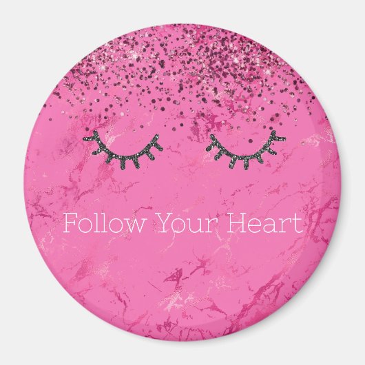 Glitzy Black Eyelashes Rosa Marmor Glitzer Magnet (Vorne)