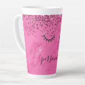 Glitzy Black Eyelashes Rosa Marmor Glitzer Milchtasse (Linke Ecke)
