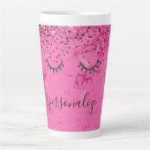Glitzy Black Eyelashes Rosa Marmor Glitzer Milchtasse (Vorderseite)