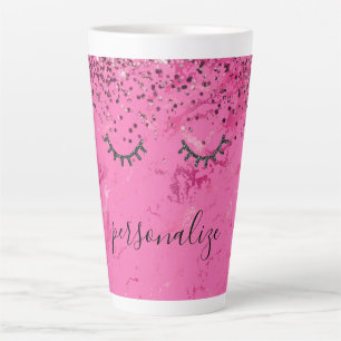 Glitzy Black Eyelashes Rosa Marmor Glitzer Milchtasse