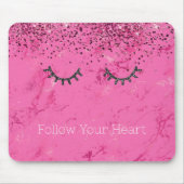Glitzy Black Eyelashes Rosa Marmor Glitzer Mousepad (Vorne)