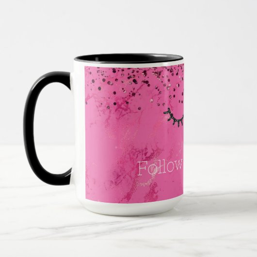 Glitzy Black Eyelashes Rosa Marmor Glitzer Tasse (Links)