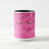 Glitzy Black Eyelashes Rosa Marmor Glitzer Tasse (Zentrum)