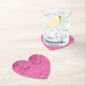 Glitzy Black Eyelashes Rosa Marmor Glitzer Untersetzer (Vor Ort)