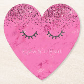 Glitzy Black Eyelashes Rosa Marmor Glitzer Untersetzer (Vorderseite)