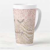 Glitzy Black Eyelashes Zebra Glitzer Milchtasse (Rechte Ecke)