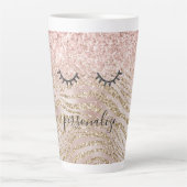 Glitzy Black Eyelashes Zebra Glitzer Milchtasse (Vorderseite)
