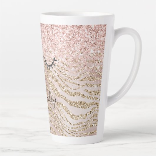 Glitzy Black Eyelashes Zebra Glitzer Milchtasse (Rechts)