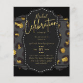 Glitzy Black Gold Brautparty Einladungen (Vorderseite)