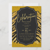 Glitzy Black Gold Brautparty Einladungen (Vorderseite)