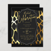 Glitzy Black Gold Brautparty Einladungen (Vorne/Hinten)