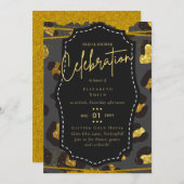 Glitzy Black Gold Brautparty Einladungen (Vorne/Hinten)