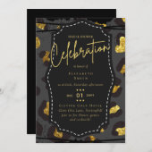 Glitzy Black Gold Brautparty Einladungen (Vorne/Hinten)