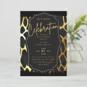 Glitzy Black Gold Brautparty Einladungen (Stehend Vorderseite)