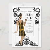 Glitzy Black Gold Brautparty Einladungen (Vorderseite)