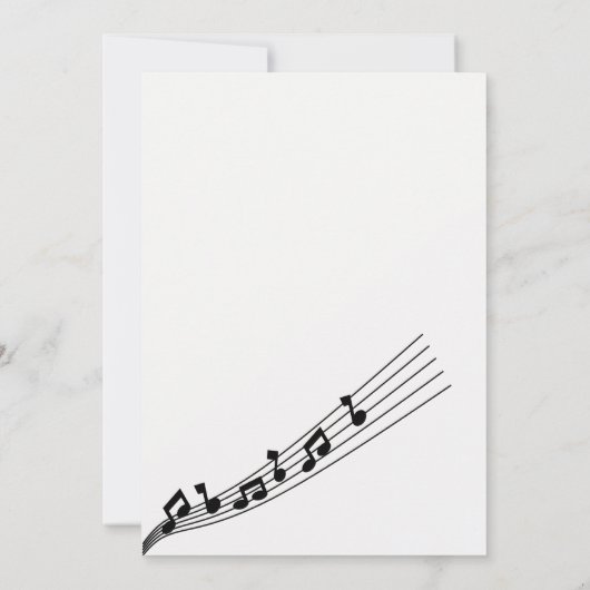 Glitzy Black Musiknotens Geburtstag Einladung (Rückseite)