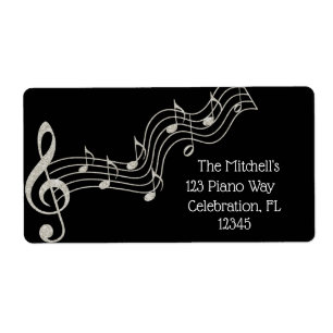 Glitzy Black & White Musical Notes zum Geburtstag