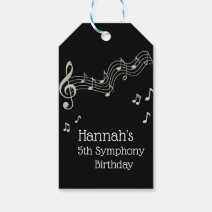 Glitzy Black & White Musical Notes zum Geburtstag Geschenkanhänger