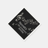 Glitzy Black & White Musical Notes zum Geburtstag Serviette (Ecke)
