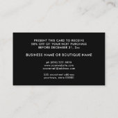 Glitzy Blue Glitzer Feminine Black Coupon Card Visitenkarte (Rückseite)