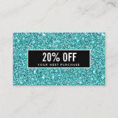 Glitzy Blue Glitzer Feminine Black Coupon Card Visitenkarte (Vorderseite)
